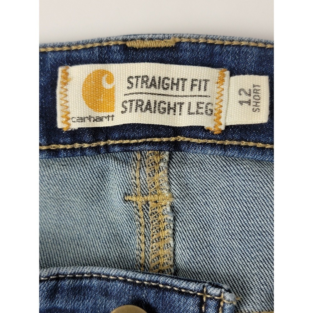 Carhartt Double Front Jeans Womens 12 Short Blue Rugged Flex Gorpcore Utility - Picture 4 of 15